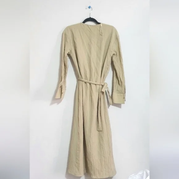 ZARA Dress Wrap Style Textured Midi Long Sleeve - Picture 14 of 15